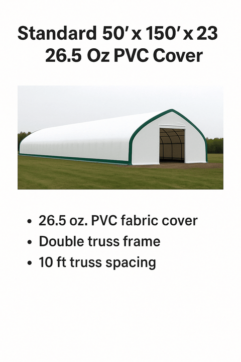 50′ Wide Double Truss Storage Buildings – Heavy - Duty PVC Shelter - Portable Industrial Storage Building with Standard 50X150X23 26.5 Oz PVC Cover | Sold by Uncle Wiener's Wholesale