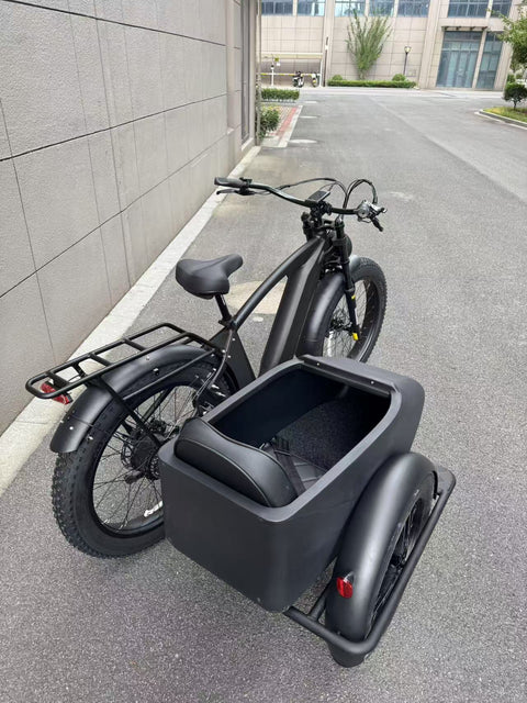 500W Jet Black Electric Sidecar Bike with Aluminum‑Alloy Frame 039912 - with | Sold by Uncle Wiener's Wholesale