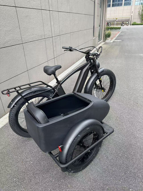 500W Jet Black Electric Sidecar Bike with Aluminum‑Alloy Frame 039912 - with | Sold by Uncle Wiener's Wholesale