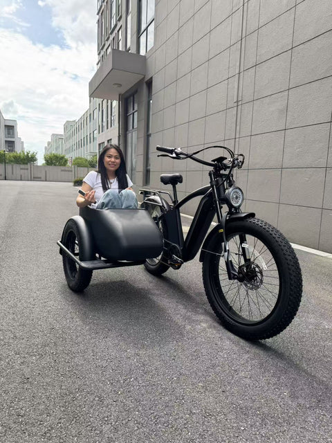 500W Jet Black Electric Sidecar Bike with Aluminum‑Alloy Frame 039912 - with | Sold by Uncle Wiener's Wholesale