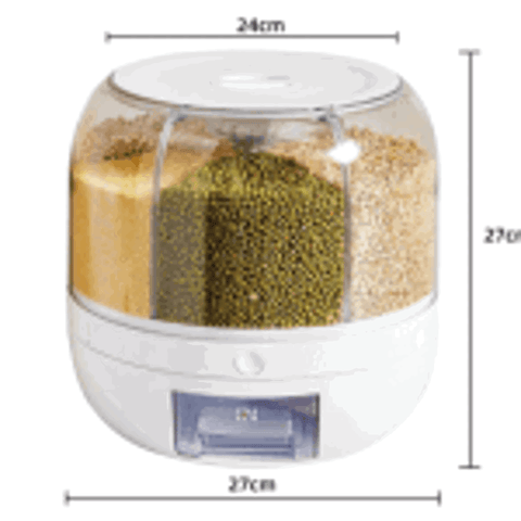 6 - Compartment Rotating Cereal & Rice Storage Container – Dry Food Dispenser | SKU: S1263 - Kitchen Equipment with | Sold by Uncle Wiener's Wholesale