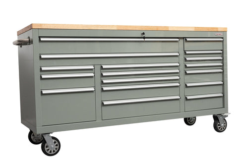6 FT 17 - Drawer Fatboy Tool Workbench – Heavy - Duty Rolling Bench with Power & USB Ports | Multiple Colors Available - with Stainless Steel | Sold by Uncle Wiener's Wholesale