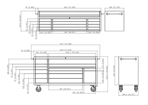 6 FT Black 26 - Drawer Tool Chest Workbench β Heavy - Duty Roller Cabinet for Garage & Shop | SKU: HTC7226PC - Rolling Tool Cabinets / Workbenches with | Sold by Uncle Wiener's Wholesale