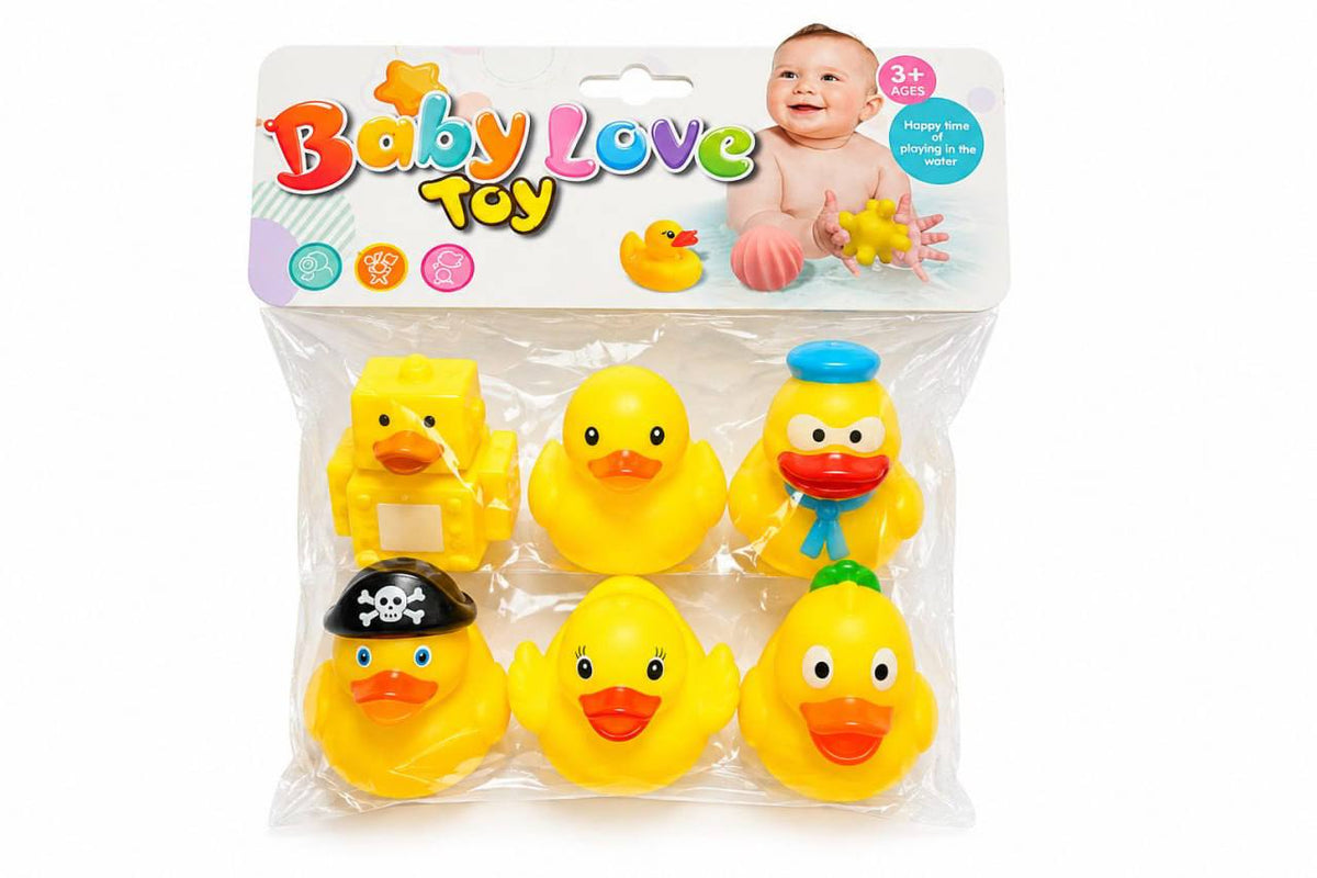 6-Piece Mixed Animal Bath Toy Set Vinyl Duck Bathroom Toys JY475143 - with | Sold by Uncle Wiener's Wholesale