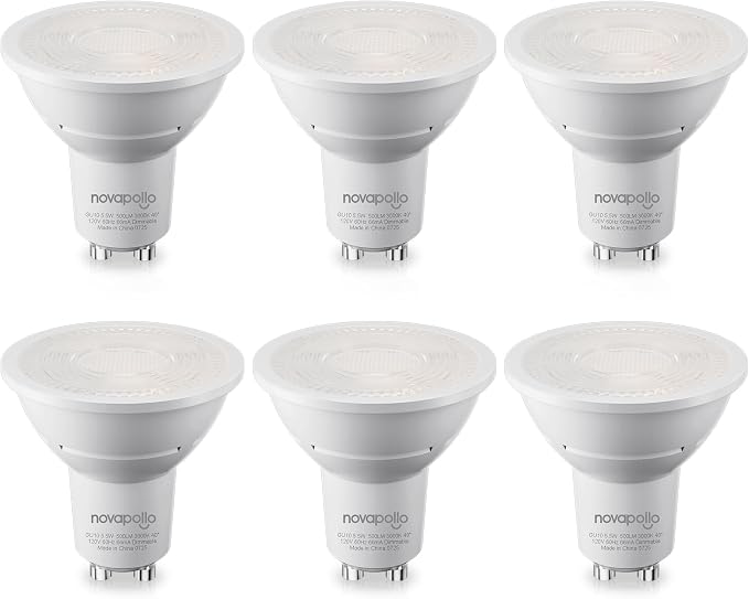Novapollo GU10 LED Bulbs Assorted-Pack – 5.5W 500LM, 3000K Warm White, Dimmable MR16 50W Equivalent, 40° Flood Beam