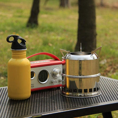 Stainless Steel Wood-Burning Camping Stove – Portable Outdoor Cooking & Heating S1316