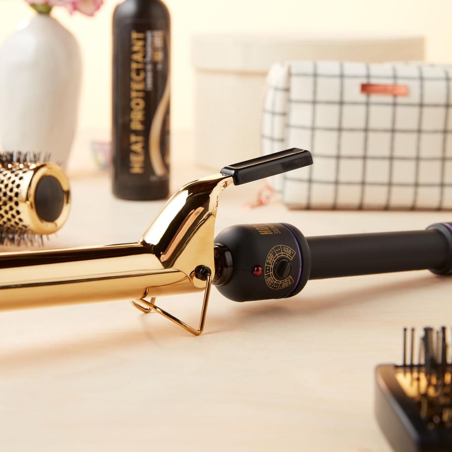 HOT TOOLS Pro Signature 1 Inch Gold Curling Iron Wand Fast Heat Hair Styling Tool