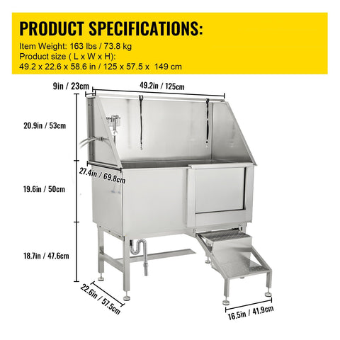stainless steel dog grooming tub with ramp
pet grooming bath station 50 inch
professional dog bathtub with sprayer
sliding door dog grooming tub
pet grooming tub for commercial use