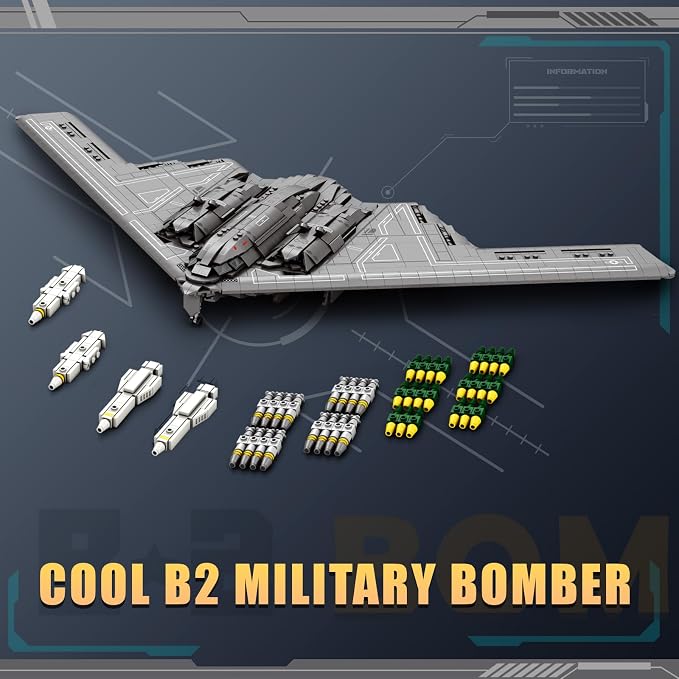 Reobrix B-2 Spirit Stealth Bomber Building Block Set – 1,964-Piece Military Aircraft Model Kit, 1:70 Scale, Ages 14+