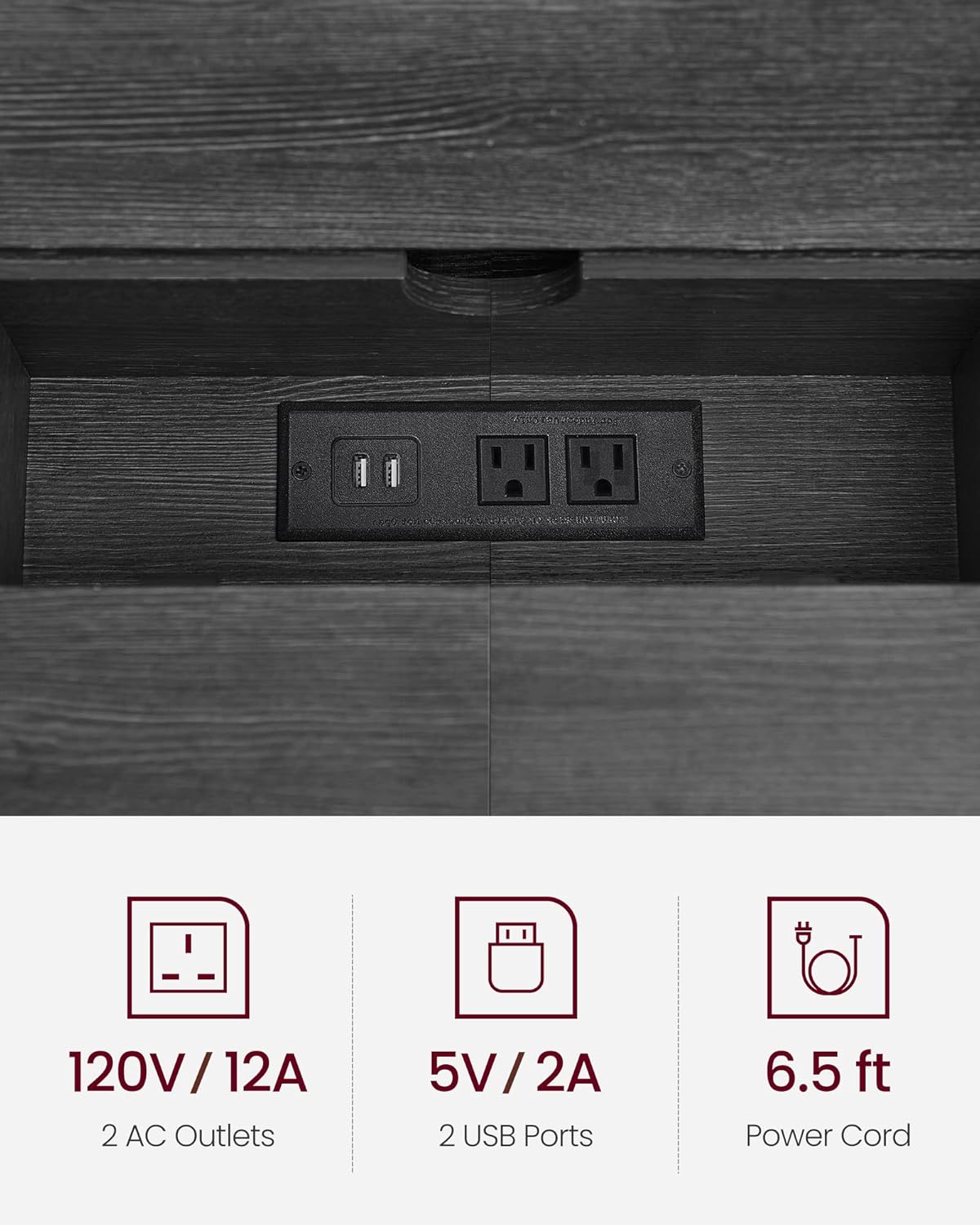 Console Table with Power Outlet, 70 Inch Sofa Table, Narrow Entryway Table with Hidden Charging Station and Storage Shelves for Hallway, Living Room and Behind Couch Black LNT118B22