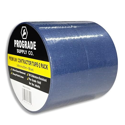 ProGrade Supply Green Painter’s Masking Tape – 2 Rolls, 48mm x 50m, Clean Removal Painting Tape