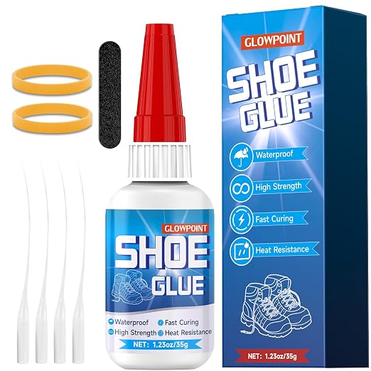 GLOWPOINT Shoe Glue Repair Kit – Clear Waterproof Sole Adhesive for Sneakers, Boots, Leather and Heels