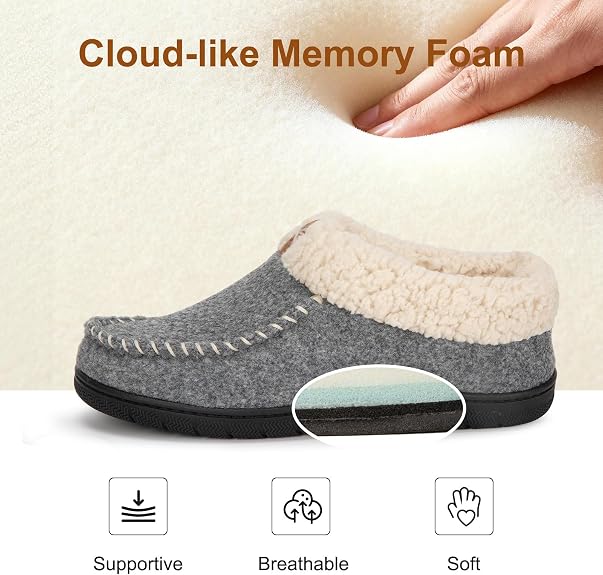 VeraCosy Women’s Memory Foam Moccasin Slippers – Cozy Non-Slip Indoor Outdoor House Shoes, Assorted Sizes and Colours