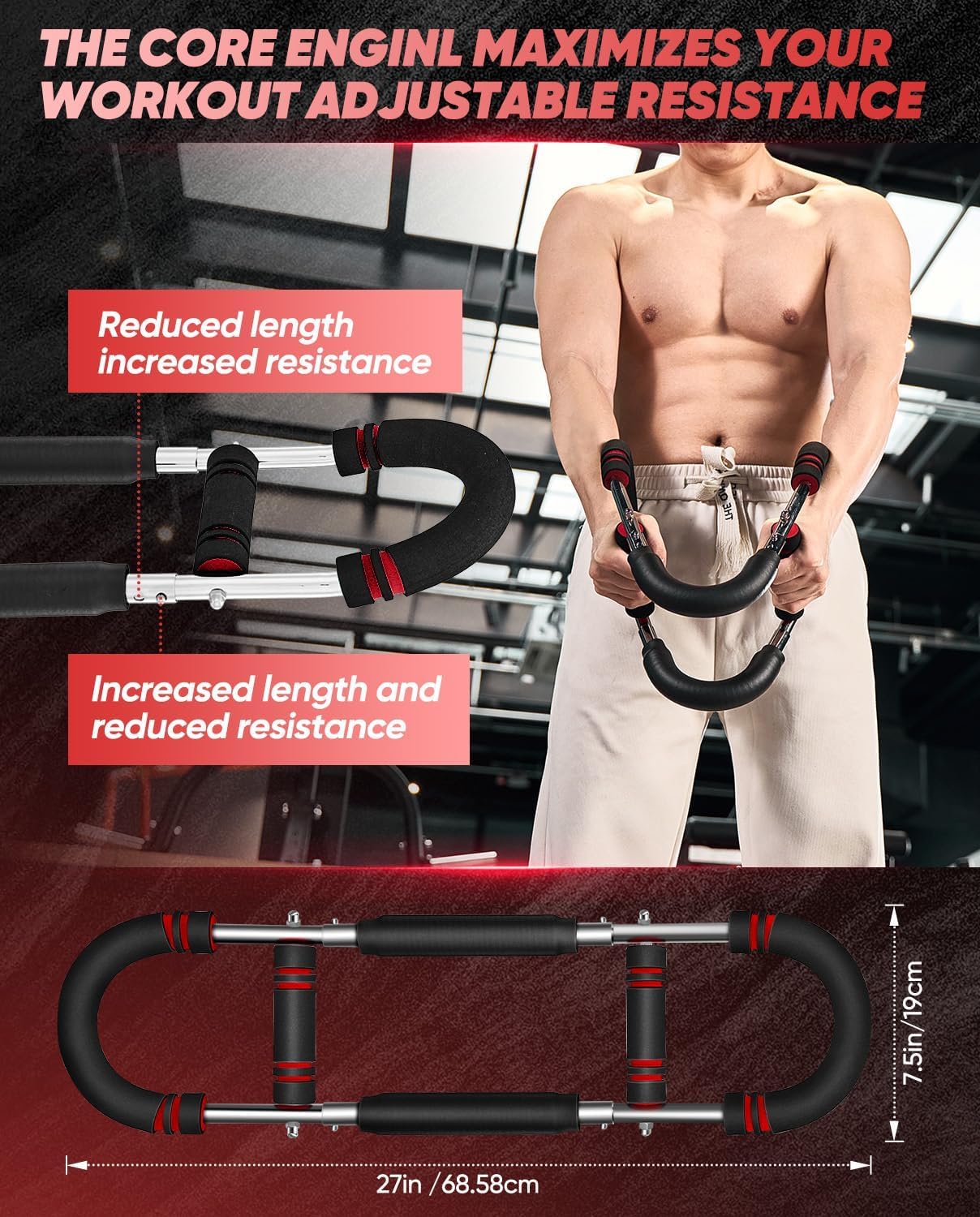 Adjustable Twister Arm Trainer – 70–110 lb 3-Level Chest, Arm and Upper Body Workout Bar