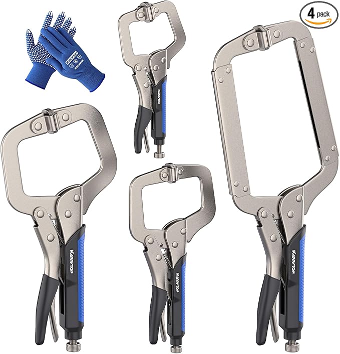 4PCS C-Clamp Locking Pliers Set 6" 9" 11" 14" Heavy Duty Swivel Pad Grip Welding Clamp Tool 4CCLP
