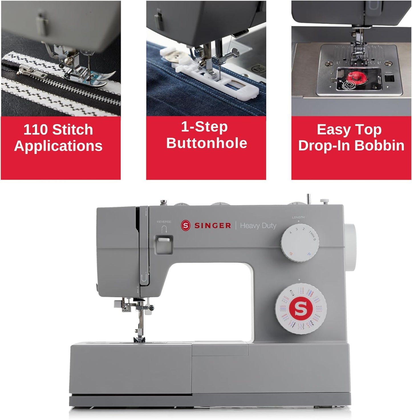 Singer Sewing Machine, Metal Plastic, Grey, Heavy Duty