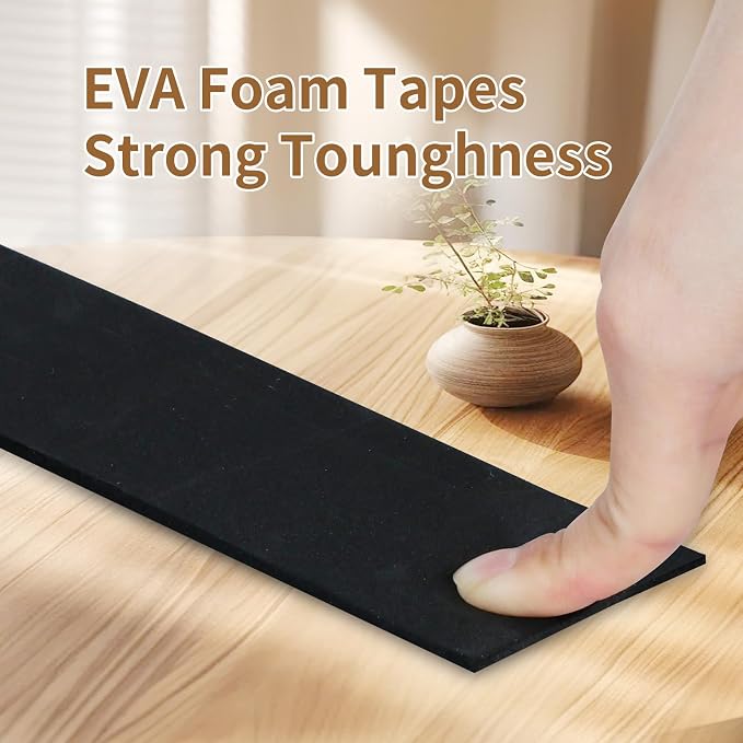 ZOMPAGO High-Density EVA Foam Tape – Self-Adhesive Weatherstrip Seal for Doors and Windows, Assorted Sizes