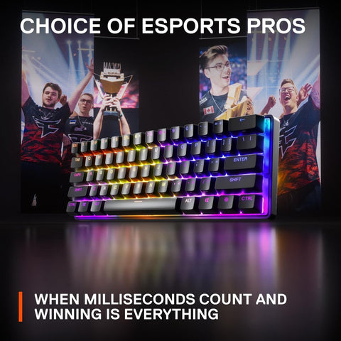 SteelSeries Apex Pro Mini HyperMagnetic Gaming Keyboard – World’s Fastest Keyboard – Adjustable Actuation – Compact 60% Form Factor – RGB – PBT Keycaps – USB-C