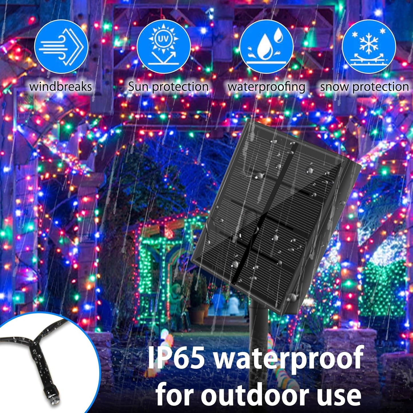 72FT Solar Multi Color String Lights – 200 LED Color Changing Outdoor Set – JXSL200 - with | Sold by Uncle Wiener's Wholesale