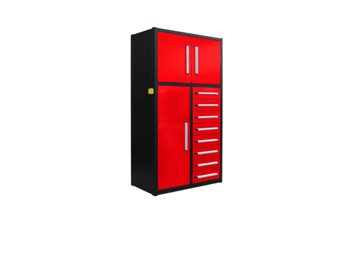 8 - Drawer Heavy Duty Workbench H3.5FT – 100 lb Drawers, Steel Frame Red, Blue, Black, Stainless Steel - with Red | Sold by Uncle Wiener's Wholesale