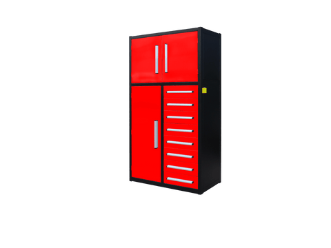 8 - Drawer Heavy Duty Workbench H3.5FT – 100 lb Drawers, Steel Frame Red, Blue, Black, Stainless Steel - with Red | Sold by Uncle Wiener's Wholesale
