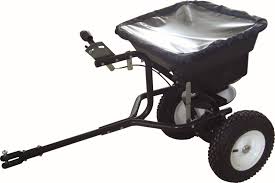 80 LB Towable Fertilizer & Salt Spreader – All - Season Broadcast with Pneumatic Tires | 851011S - Towable Broadcast Spreader with | Sold by Uncle Wiener's Wholesale
