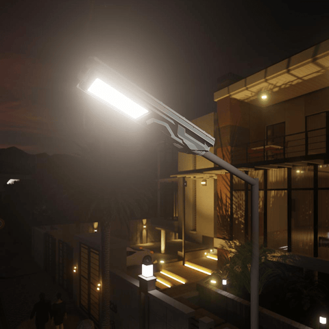 800W All - in - One Solar LED Street Light with Arm & Bracket β Motion Sensor, Remote, 3000 Lumens, IP65 Outdoor Light QYJM03800 - with | Sold by Uncle Wiener's Wholesale