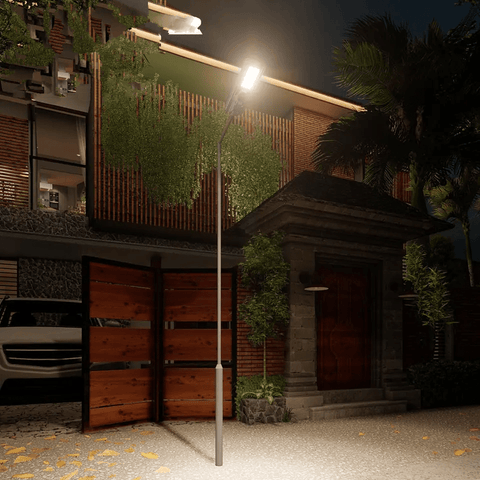 800W All - in - One Solar LED Street Light with Arm & Bracket β Motion Sensor, Remote, 3000 Lumens, IP65 Outdoor Light QYJM03800 - with | Sold by Uncle Wiener's Wholesale