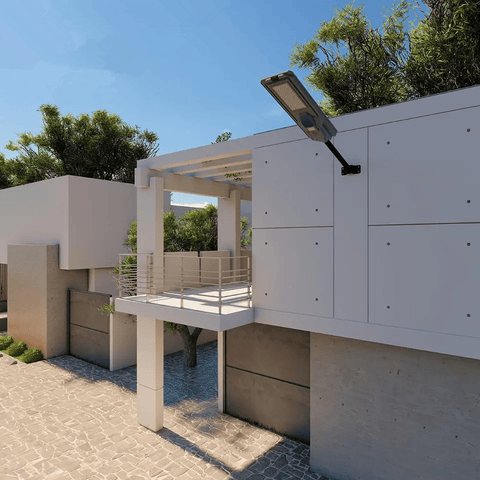 800W All - in - One Solar LED Street Light with Arm & Bracket β Motion Sensor, Remote, 3000 Lumens, IP65 Outdoor Light QYJM03800 - with | Sold by Uncle Wiener's Wholesale