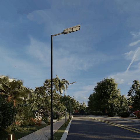 800W All - in - One Solar LED Street Light with Arm & Bracket β Motion Sensor, Remote, 3000 Lumens, IP65 Outdoor Light QYJM03800 - with | Sold by Uncle Wiener's Wholesale