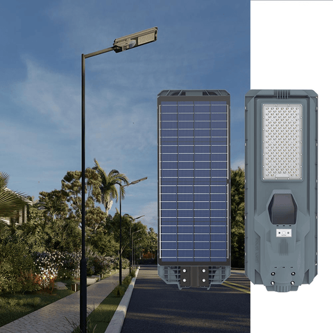800W All - in - One Solar LED Street Light with Arm & Bracket β Motion Sensor, Remote, 3000 Lumens, IP65 Outdoor Light QYJM03800 - with | Sold by Uncle Wiener's Wholesale