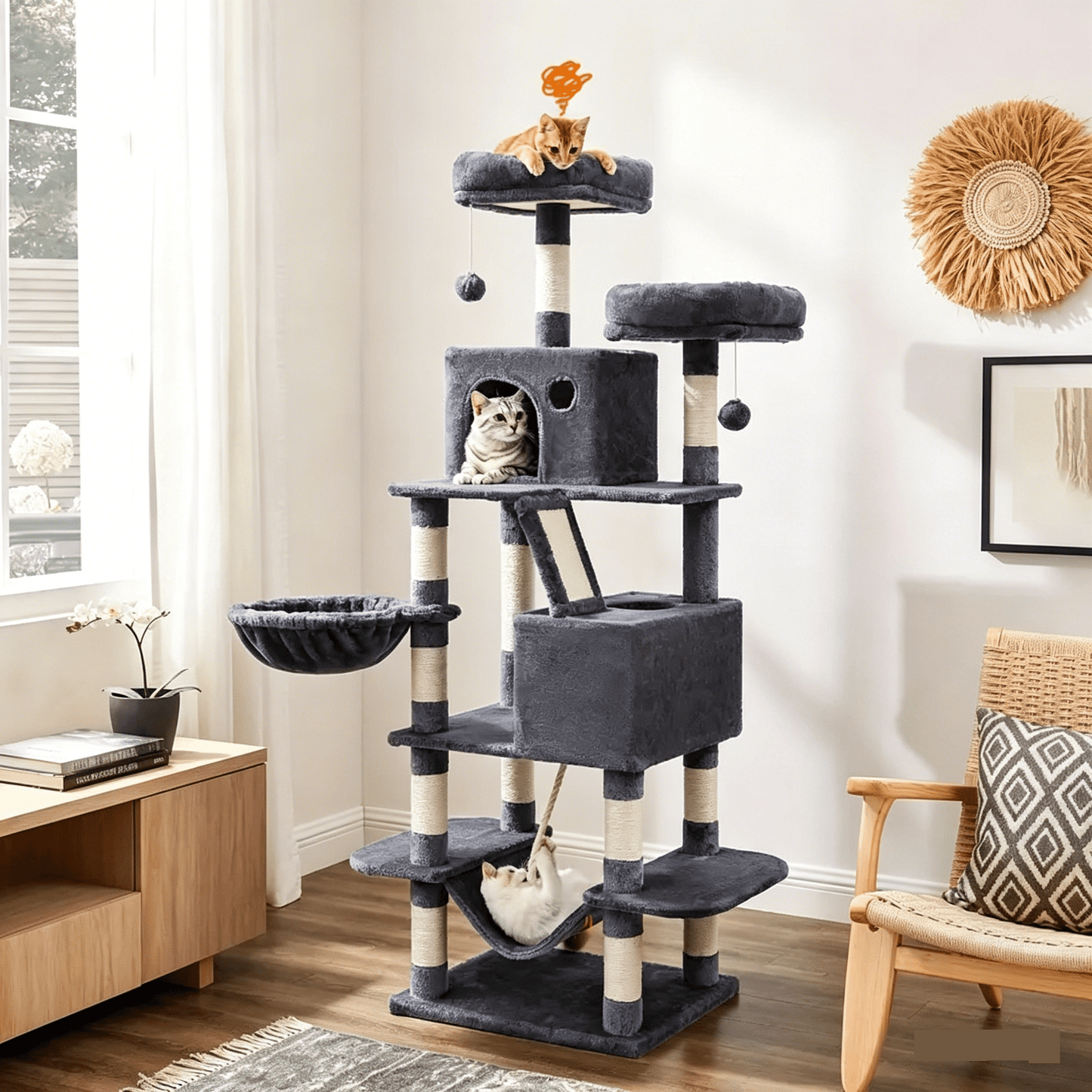 81" Large Cat Tree Tower Multi-Level Condo with Scratching Posts Perches & Hammock CT0881 - with | Sold by Uncle Wiener's Wholesale
