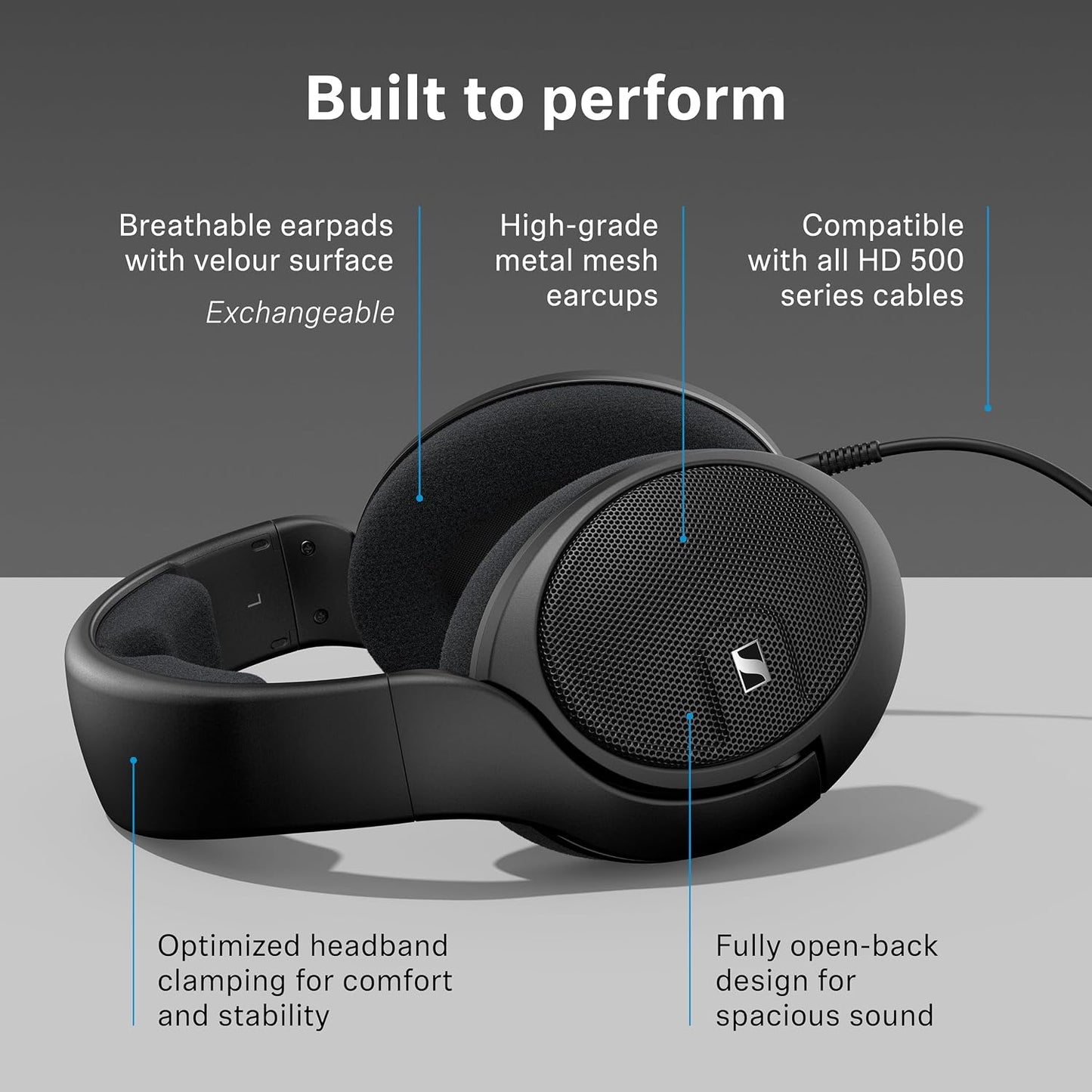 Sennheiser HD 560S Open-Back Audiophile Headphones – Neutral Reference Sound, 120 Ohm, Detachable Cable