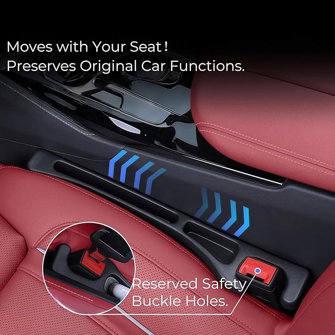 EnzeroTools Car Seat Gap Filler – 2-Pack No-Drop Seat Side Organizer with Phone Holder, Universal Fit