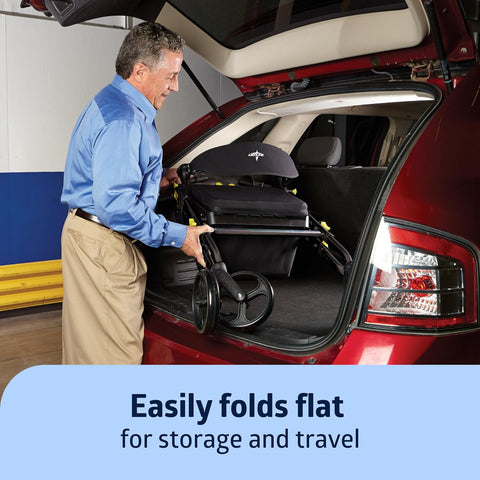 Medline Premium Empower Folding Mobility Rollator Walker with Memory Foam Seat, Black, 300 lb. Weight Capacity, 8” Wheels, Cupholder,Rolling Walker for Mobility Impairment, Adjustable Handles