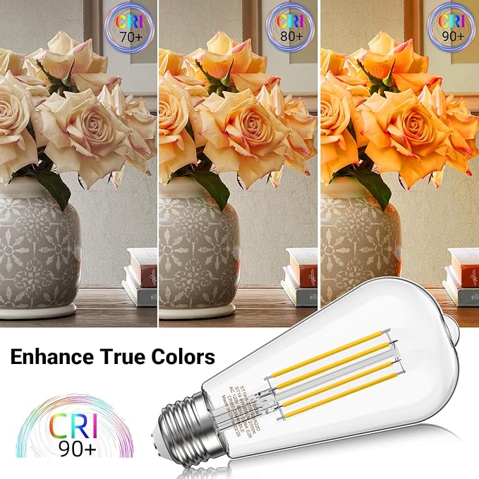 Novapollo ST19 Vintage Edison LED Light Bulbs – 60W Equivalent, 5.5W Dimmable, 2700K Soft White, E26 Base
