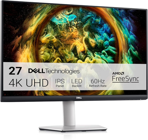 Dell S2721QS 27 Inch 4K UHD (3840 x 2160) IPS Ultra-Thin Bezel Monitor, AMD FreeSync (HDMI, DisplayPort), VESA Certified, Silver
