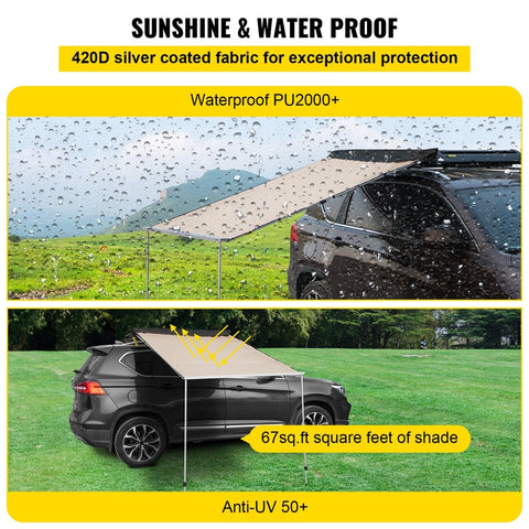 8.2×8.2 ft Retractable Car Side Awning – Waterproof Vehicle Tent with Adjustable Height & UV Protection - with | Sold by Uncle Wiener's Wholesale