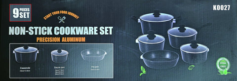 9 - Piece Non - Stick Cookware Set – Durable Precision Aluminum K0027 - with | Sold by Uncle Wiener's Wholesale