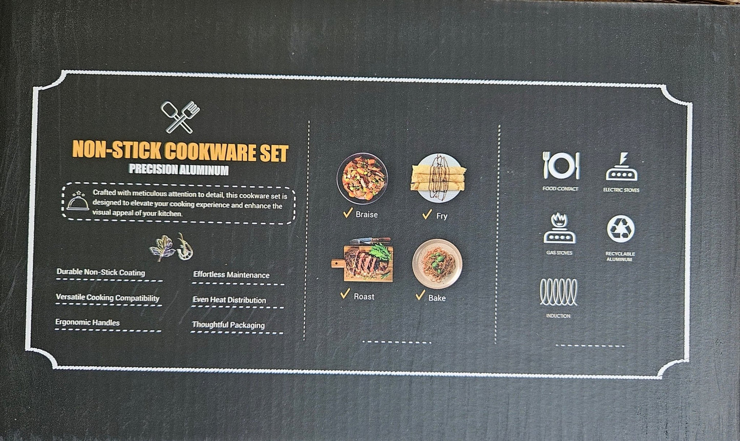 9 - Piece Non - Stick Cookware Set – Durable Precision Aluminum K0027 - with | Sold by Uncle Wiener's Wholesale