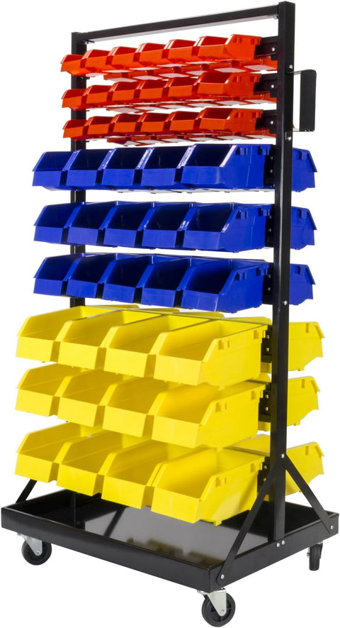 90 Bin Double - Sided Storage Rack with Casters – 450 lb Capacity - with | Sold by Uncle Wiener's Wholesale