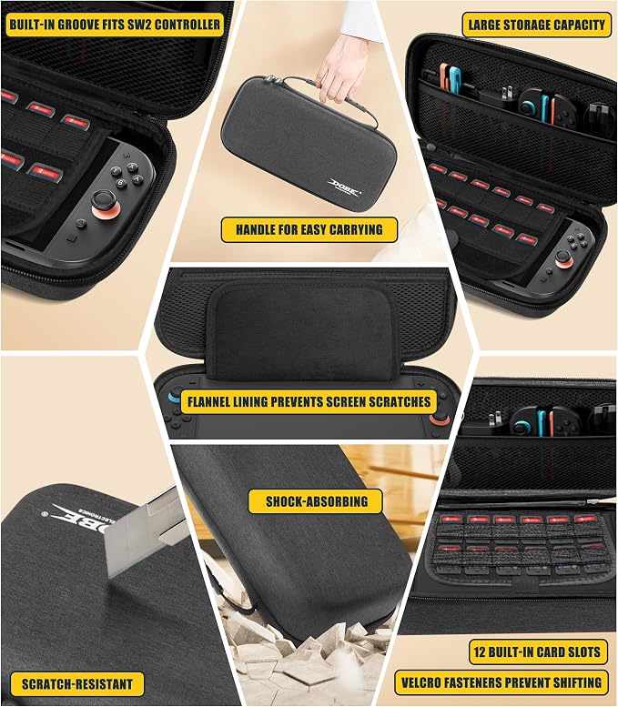 Orzero 14-in-1 Accessories Bundle for Nintendo Switch 2 – Carrying Case, Joy-Con Charging Dock, Game Card Case and Grip Kit