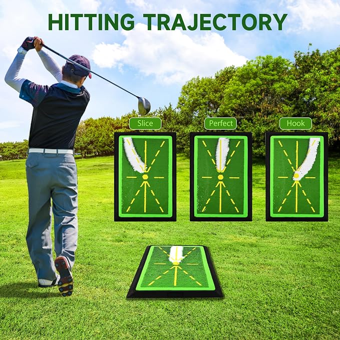 MUEUSS Golf Swing Training Mat – 17" x 12" Portable Practice Mat with Swing Path Feedback