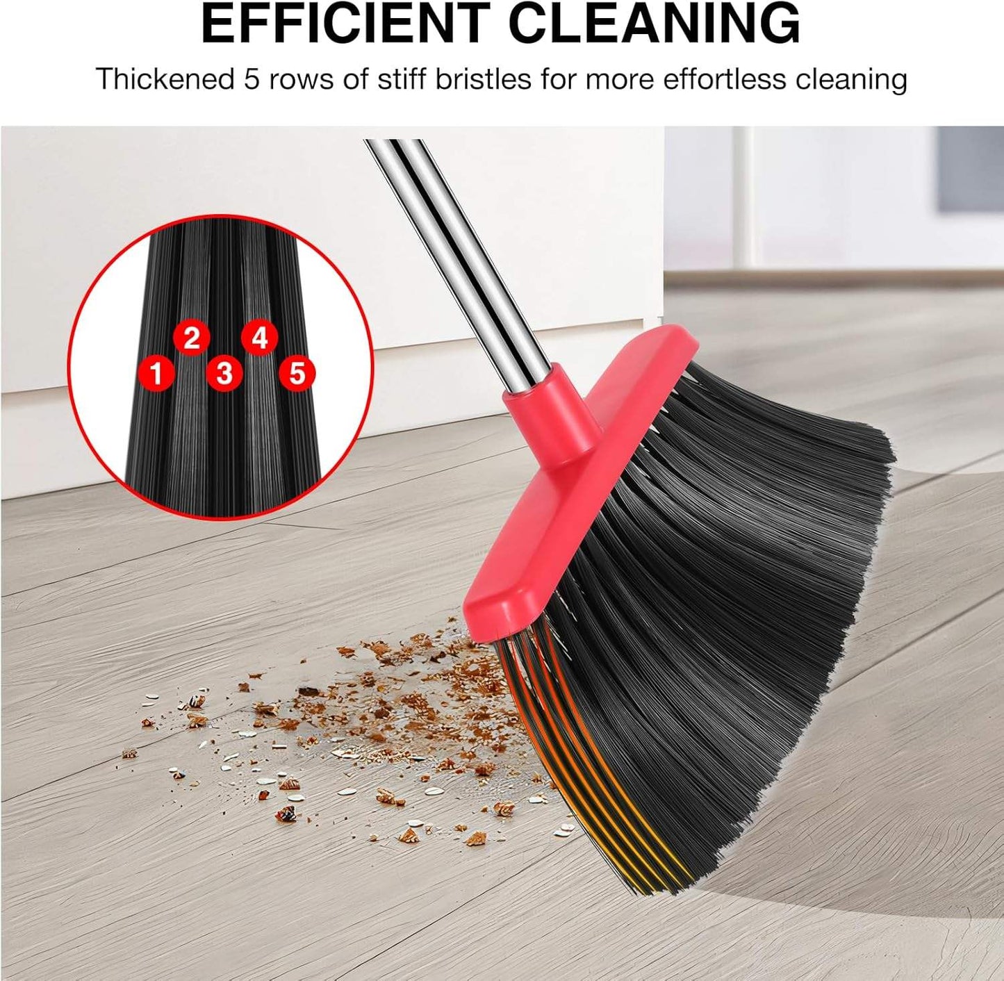 52" Adjustable Handle Push Broom Wide Head Heavy Duty Floor Sweeping Broom Indoor Outdoor BRM5295