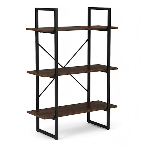 3-Tier Ladder Bookshelf MDF Metal Frame Natural Black 27.6" BS3105