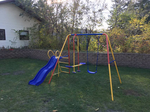 Colorful Kids Playground Set with Slide, Swings, and Air-Glider for Ages 3 to 8