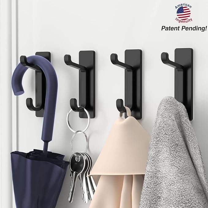 Stainless Steel Over Door Hooks Heavy Duty 10LB Adhesive Door Hanger Rack Organizer DHK1195