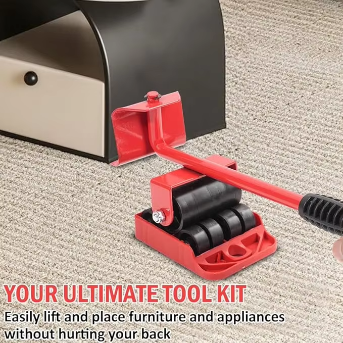 5PCS Furniture Moving Roller Set with Lifter Tool Heavy Duty Dolly Wheels Kit FMR01