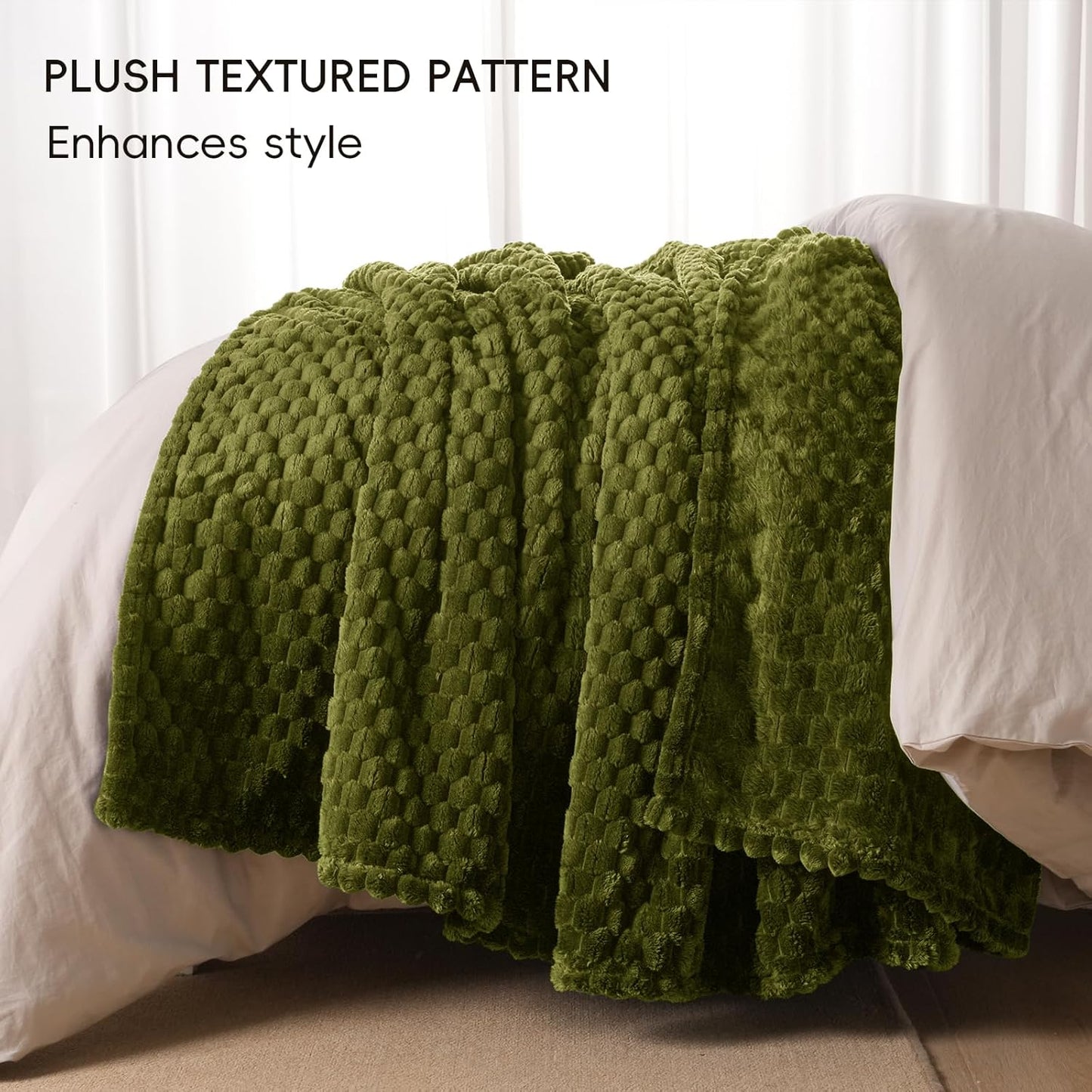 3D Jacquard Flannel Fleece Blanket Plush Soft Throw 50x60 60x80 90x90 Inches JFFBLK