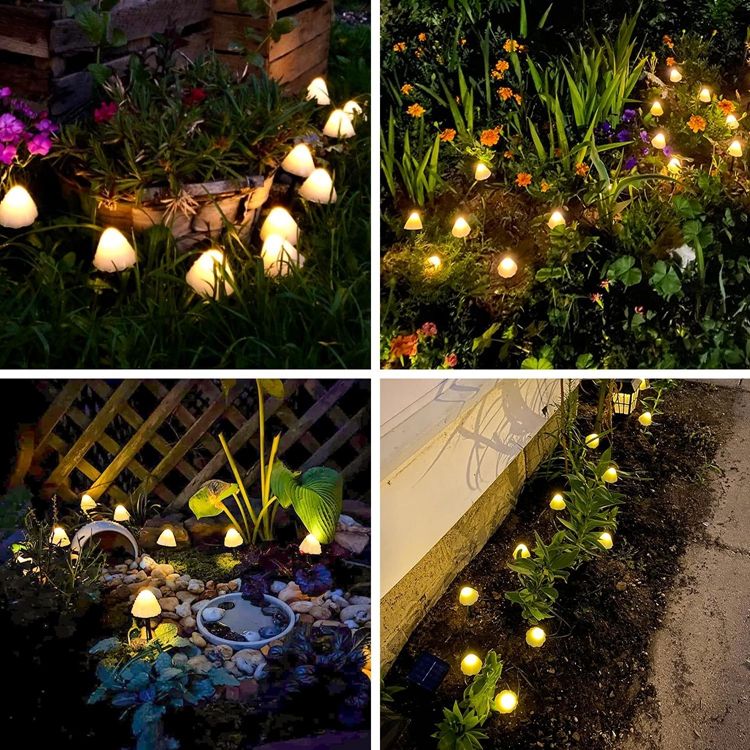Solar Mushroom String Lights 20 LED Warm White Garden Pathway Lights 8 Modes MFSLC42W